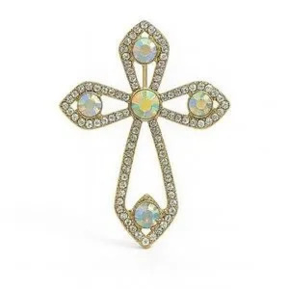 Elegant Gold and Silver Cross Brooch